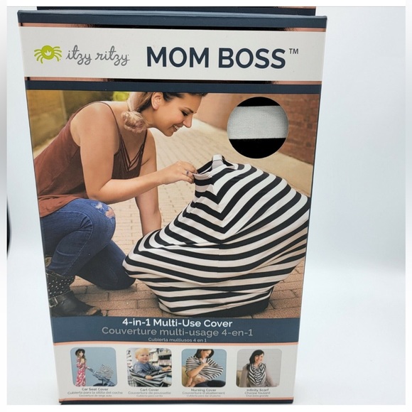Itzy Ritzy Black and White Striped Mom Boss 4-in-1 Multi-Use Cover - Picture 2 of 5